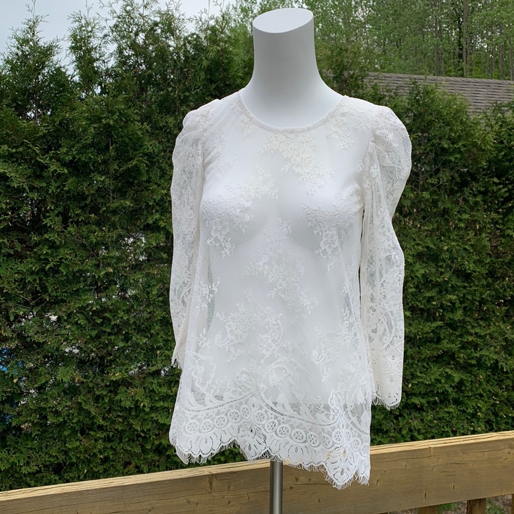 Massimo Dutti | Off white lace tee